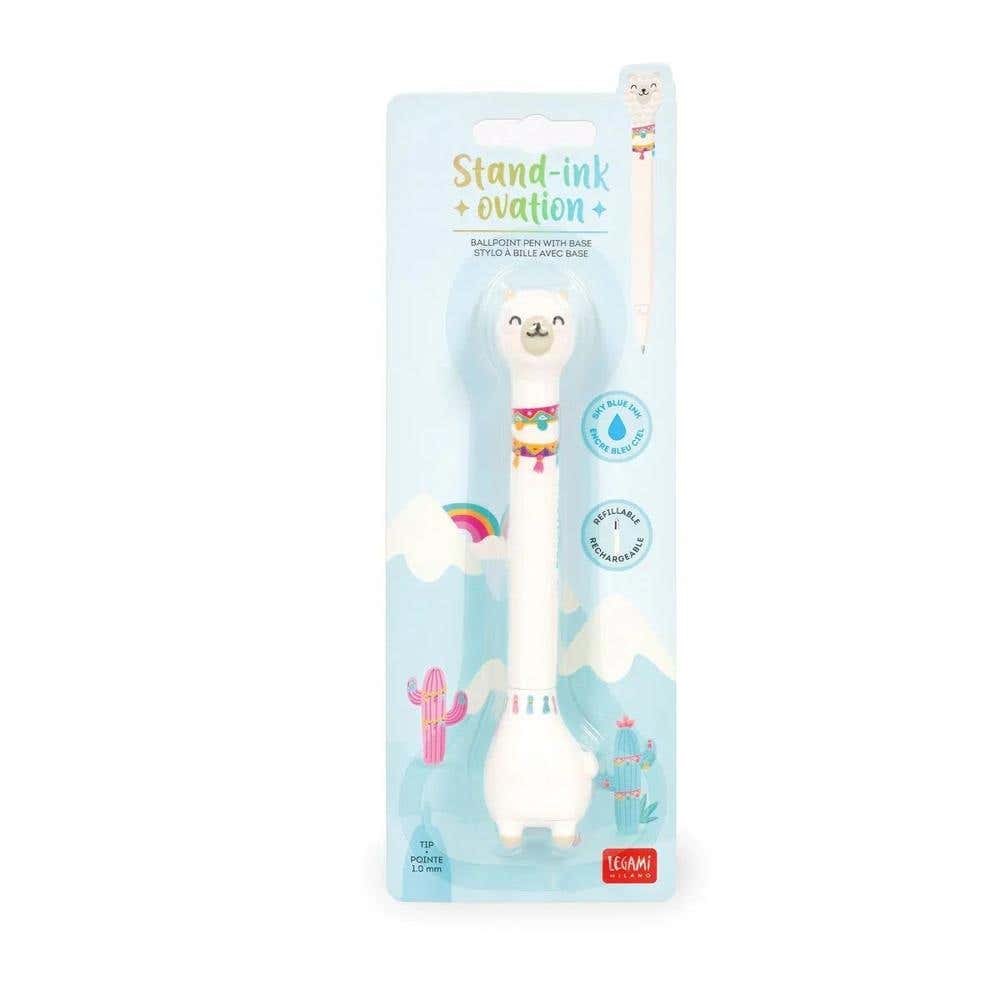 Stand-ink Ovation Ballpoint Pen With Base Llama 1 Mm Sky Blue Ink