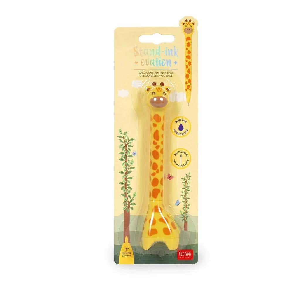 Stand-ink Ovation Ballpoint Pen With Base Giraffe 1 Mm Blue Ink