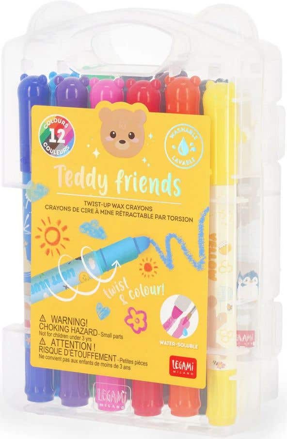 Teddy Friends Twistable Wax Crayons Set Of 12 Colors