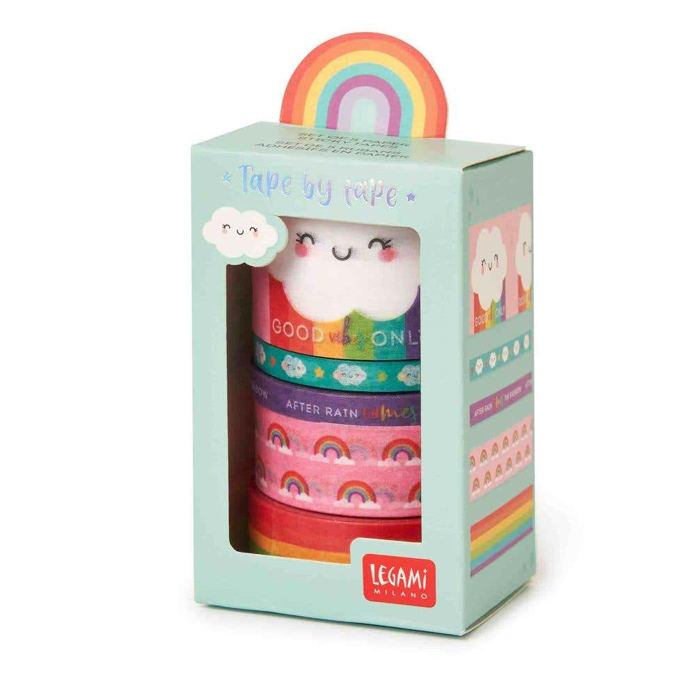 Set Of 5 Paper Sticky Tapes - Tape By Tape -rainbow