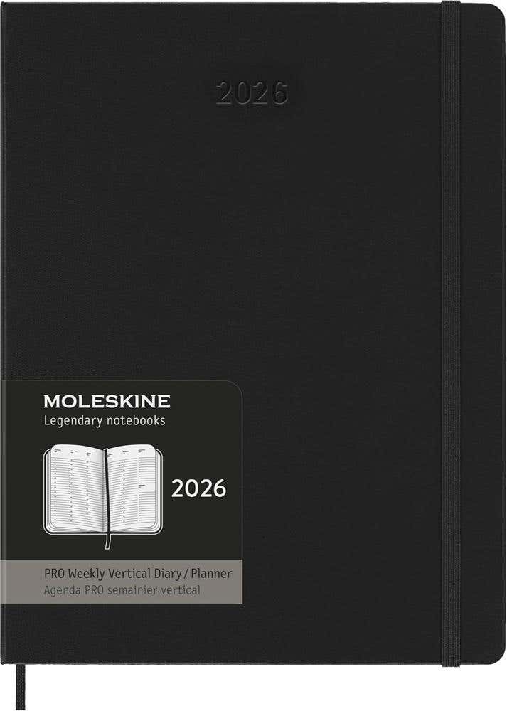 Moleskine Pro 12 Month 2026 Weekly Vertical Planner Black Xl Hard Ruled