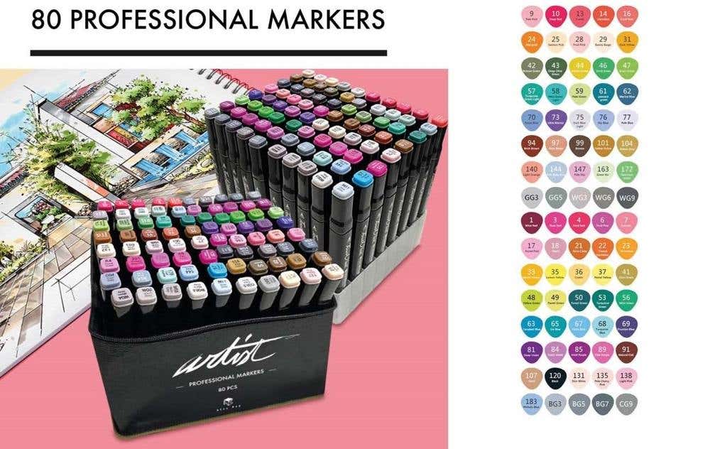 Alex Bog Professional Artist Marker Double Tip 80 Colors
