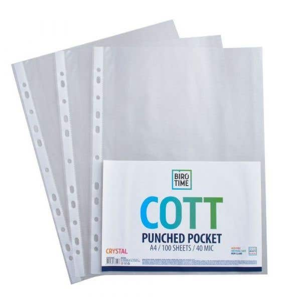Sheet Protector Cott Crystal Punched Pocket 40mic A4 100pcs/pack