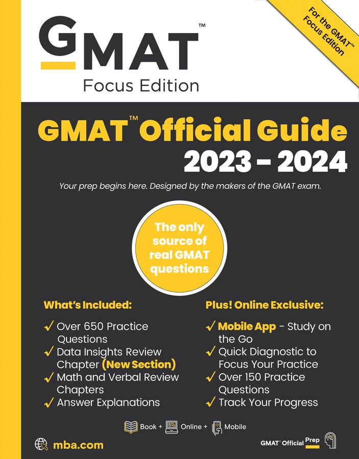 Gmat Official Guide 2023-2024, Focus Edition (includes Book + Online Question Bank + Digital Flashcards + Mobile App)