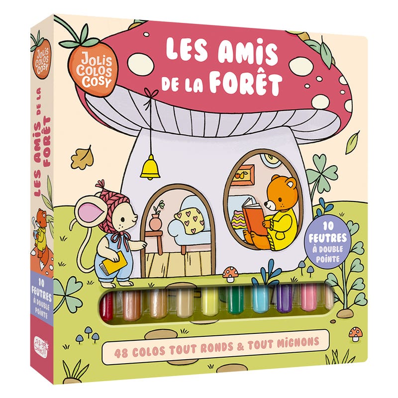 Coffret Jolis Colos Cosy + 10 Feutres Double Pointe - Les Amis de la Forêt