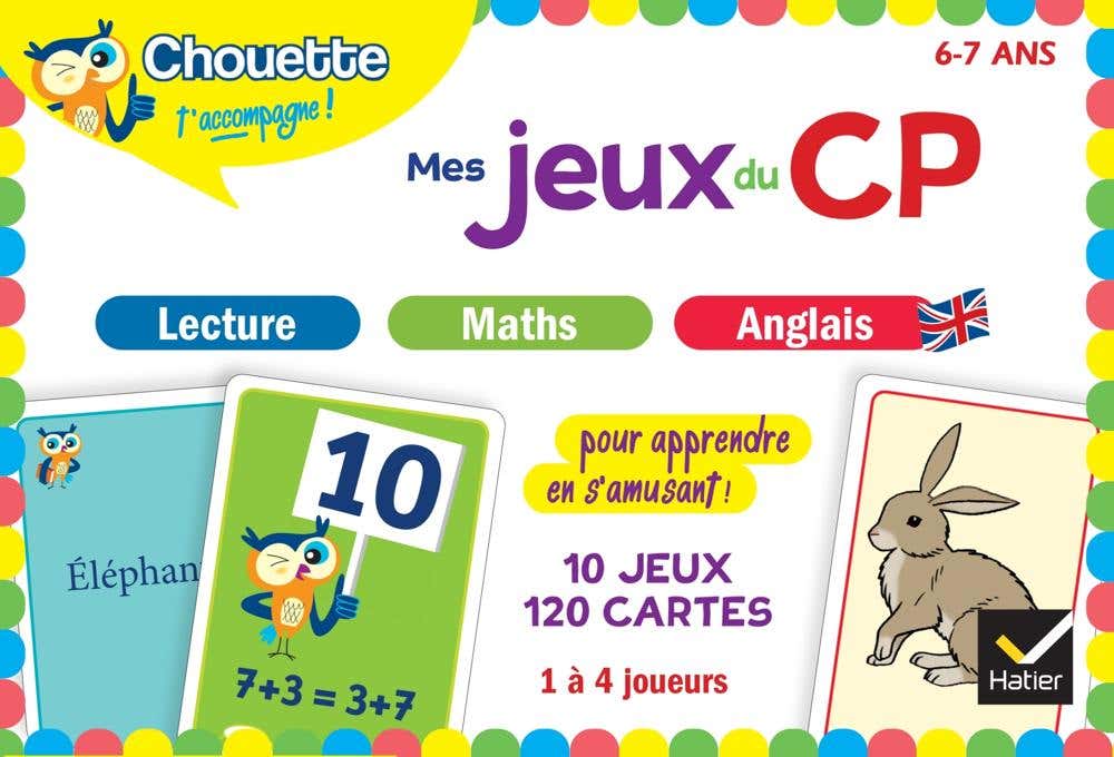 Chouette - Mes Jeux du Cp en Lecture, Maths, Anglais (10 Jeux Éducatifs - 120 Cartes)
