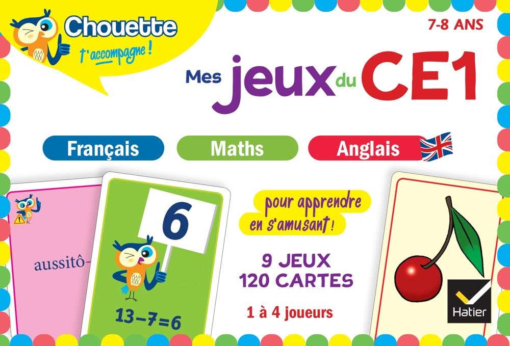 Chouette - Mes Jeux du Ce1 en Français, Maths, Anglais (9 Jeux Éducatifs - 120 Cartes)